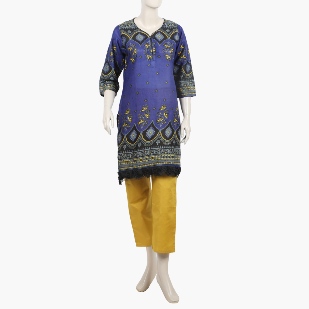 Women's Printed Stitched 2Pcs Shalwar Suit - Blue, Women Shalwar Suits, Chase Value, Chase Value