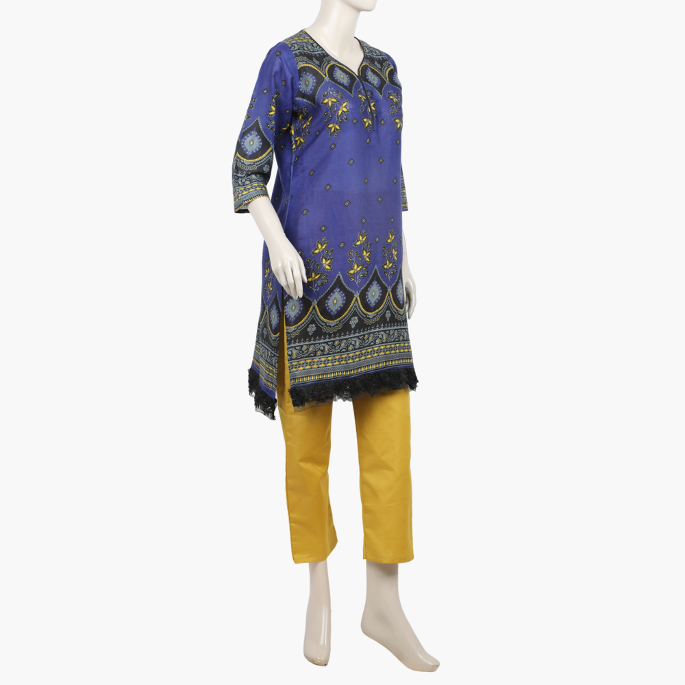 Women's Printed Stitched 2Pcs Shalwar Suit - Blue, Women Shalwar Suits, Chase Value, Chase Value