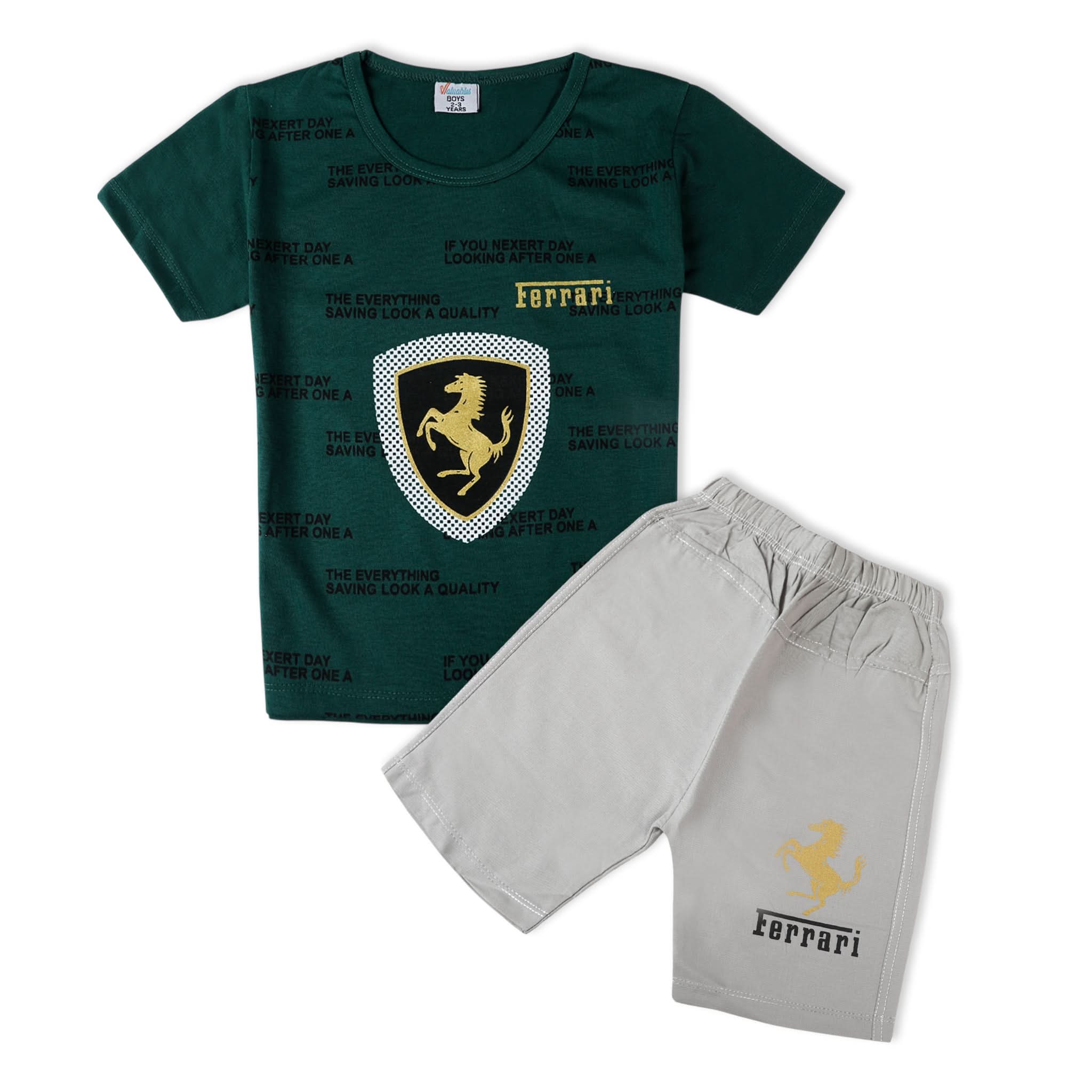 Valuable Boys Half Sleeves Suit - Green, Boys Sets & Suits, Chase Value, Chase Value