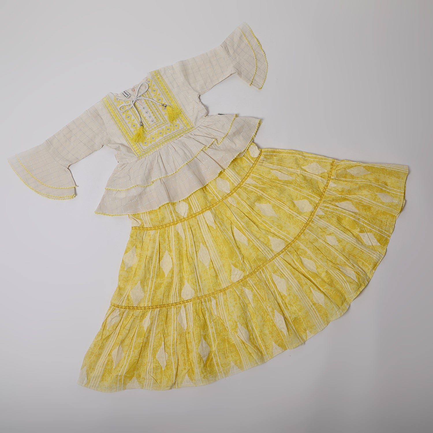 Girls 2Pcs Suit - Yellow, Girls Shalwar Kameez, Chase Value, Chase Value