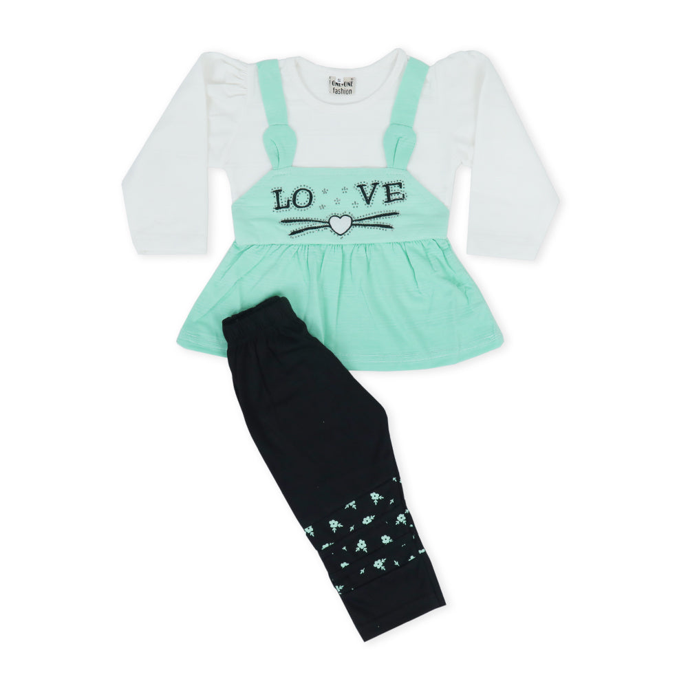 Girls Tights Suit - Cyan, Girls Suits, Chase Value, Chase Value
