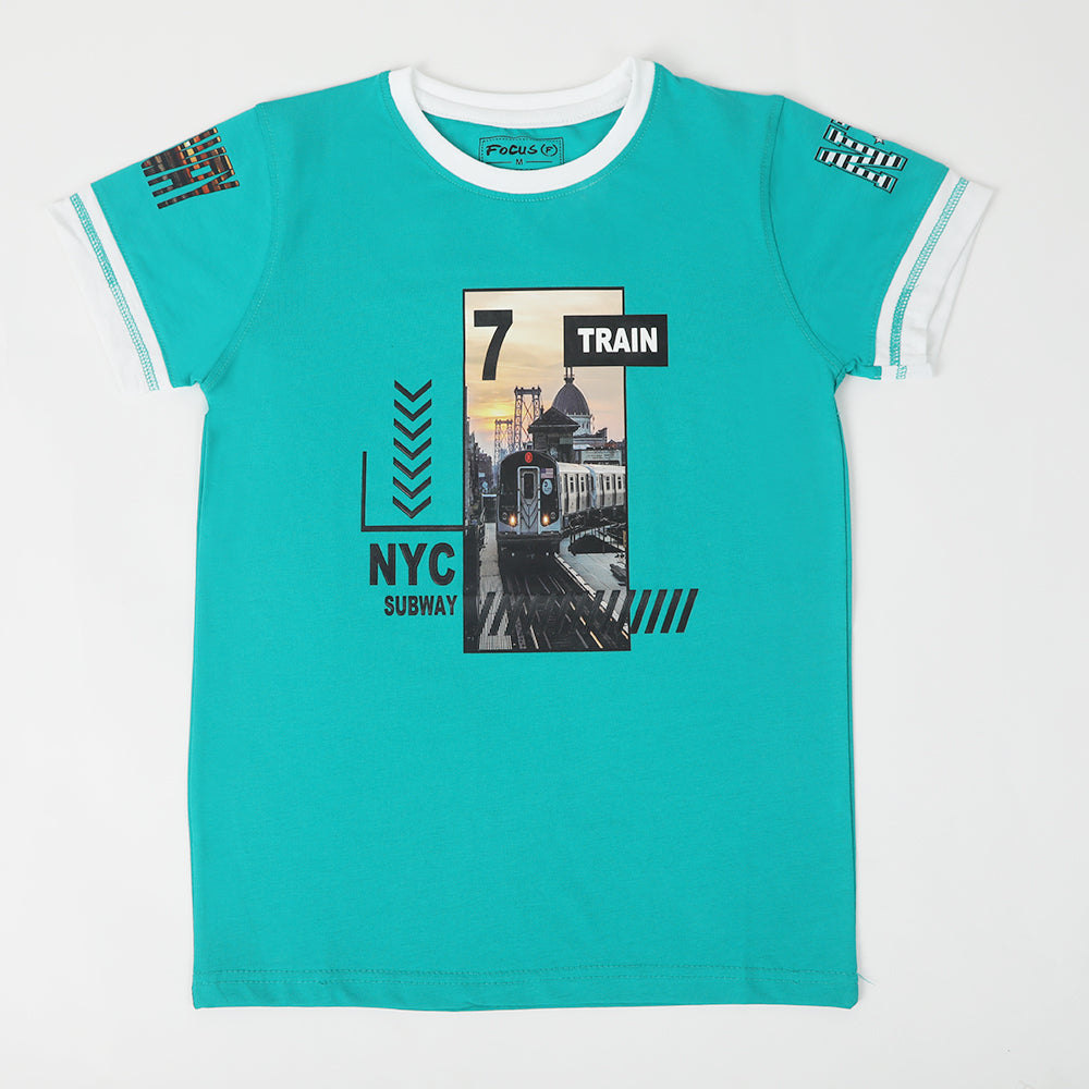 Boys Printed Half Sleeves T-Shirt - Green, Boys T-Shirts, Chase Value, Chase Value
