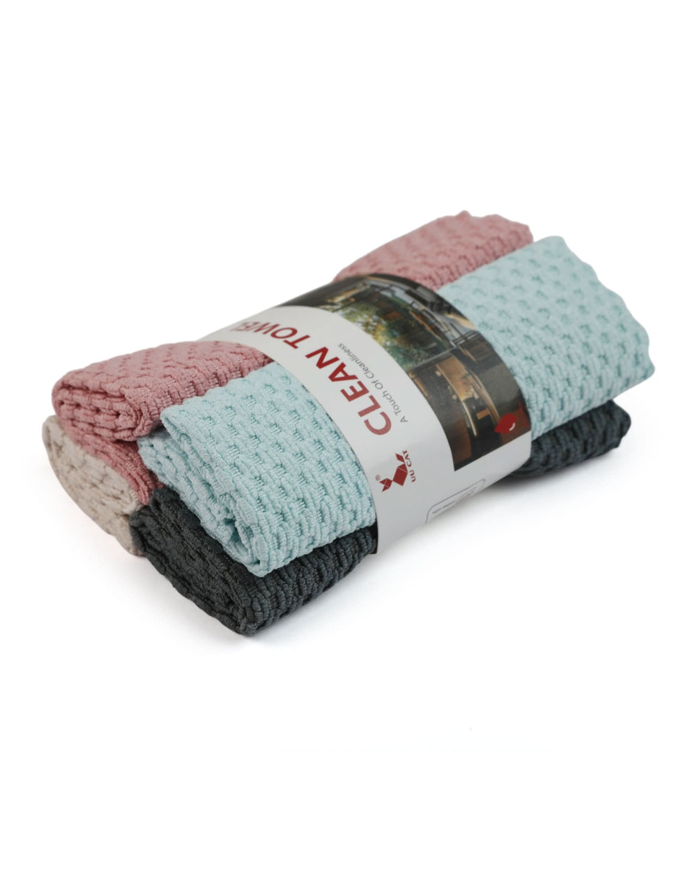 Stripe Clean Towel 4Pcs Set – 30×30 cm - Multi Color, Kitchen Towels, Chase Value, Chase Value