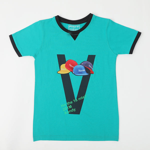 Boys Printed Half Sleeves T-Shirt - Green, Boys T-Shirts, Chase Value, Chase Value