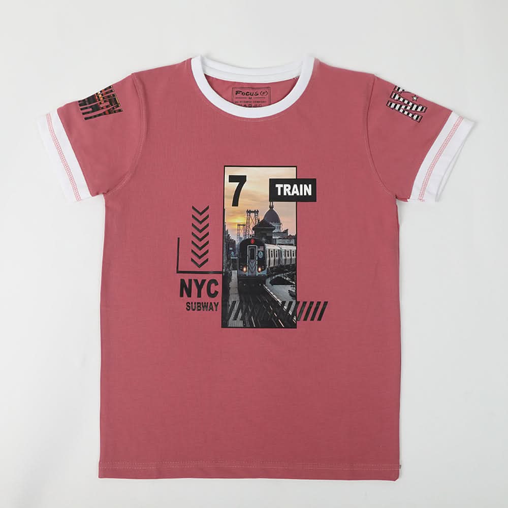 Boys Printed Half Sleeves T-Shirt - Tea Pink, Boys T-Shirts, Chase Value, Chase Value