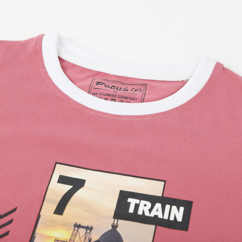 Boys Printed Half Sleeves T-Shirt - Tea Pink, Boys T-Shirts, Chase Value, Chase Value