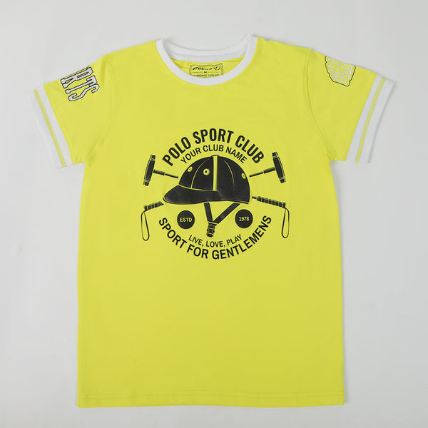 Boys Printed Half Sleeves T-Shirt - Yellow, Boys T-Shirts, Chase Value, Chase Value