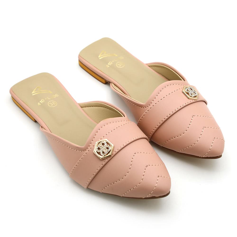 Valuable Women's Backless Pump - Peach, Women Backless Pumps, Chase Value, Chase Value