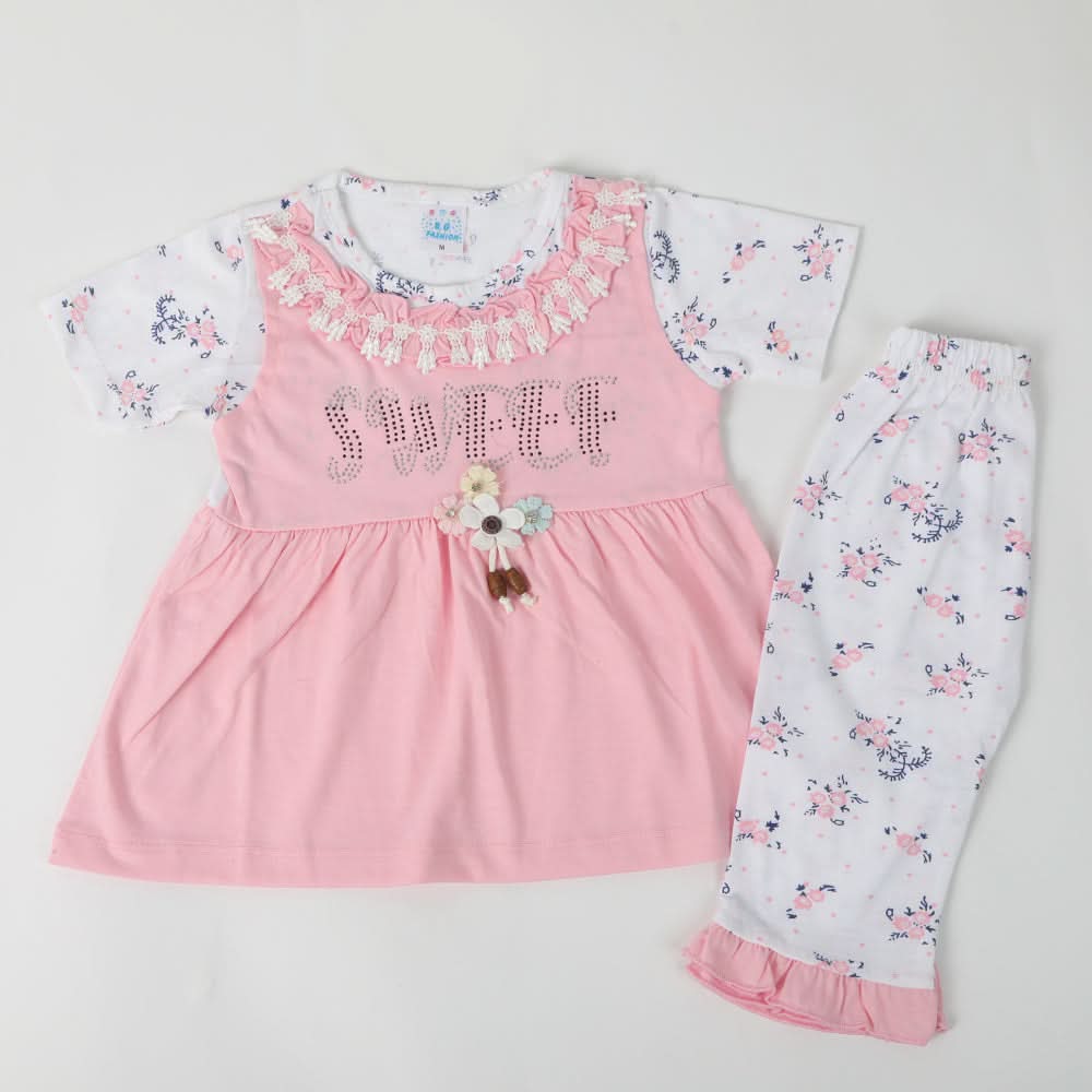Girls Half Sleeves Suit - Baby Pink, Girls Suits, Chase Value, Chase Value