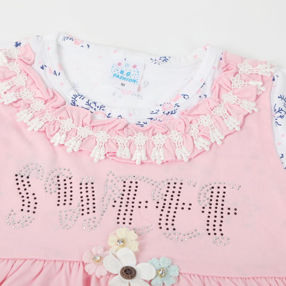 Girls Half Sleeves Suit - Baby Pink, Girls Suits, Chase Value, Chase Value