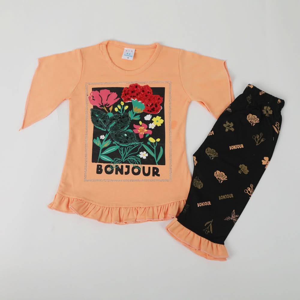 Girls Half Sleeves Suit - Peach, Girls Suits, Chase Value, Chase Value