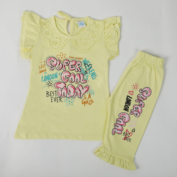 Girls Half Sleeves Suit - Yellow, Girls Suits, Chase Value, Chase Value