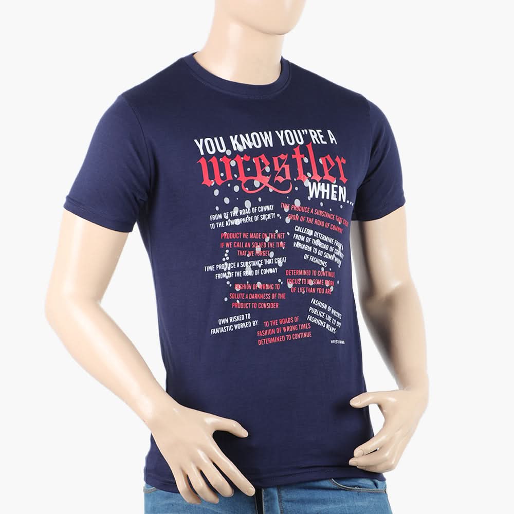 Men's Round Neck Half Sleeves Printed T-Shirt - Purple, Men's T-Shirts & Polos, Chase Value, Chase Value
