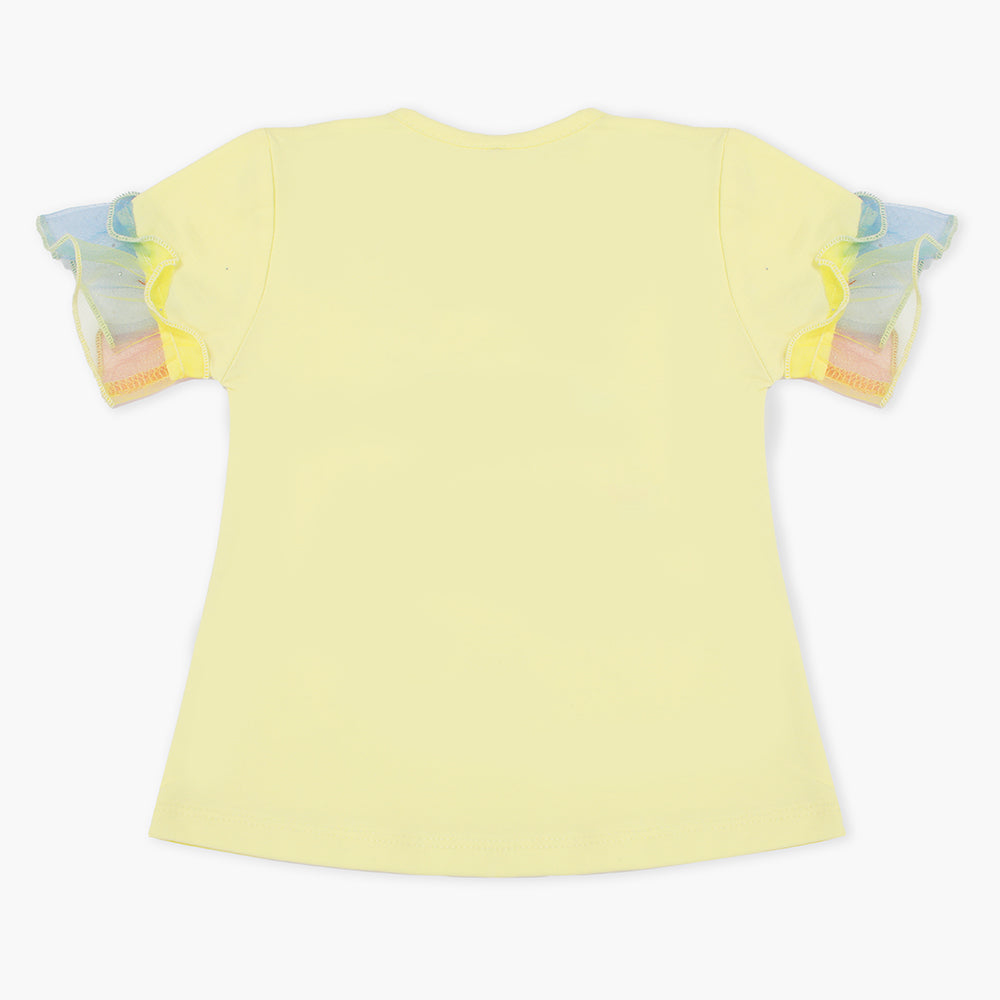 Girls Half Sleeves T-Shirt - Lemon, Girls T-Shirts, Chase Value, Chase Value