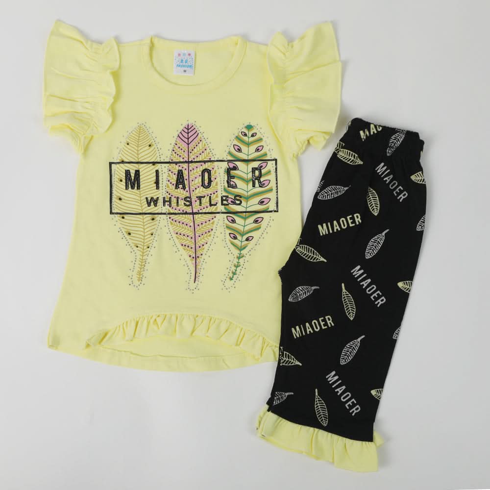 Girls Half Sleeves Suit - Yellow, Girls Suits, Chase Value, Chase Value
