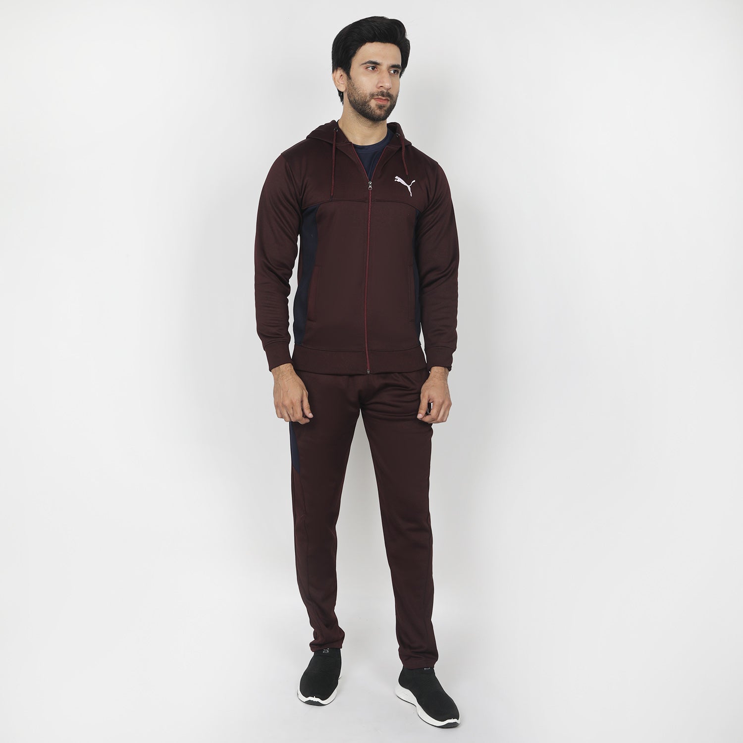 Men's Full Sleeves Fleece Zipper Track Suit - Maroon, Men's Track Suits, Chase Value, Chase Value