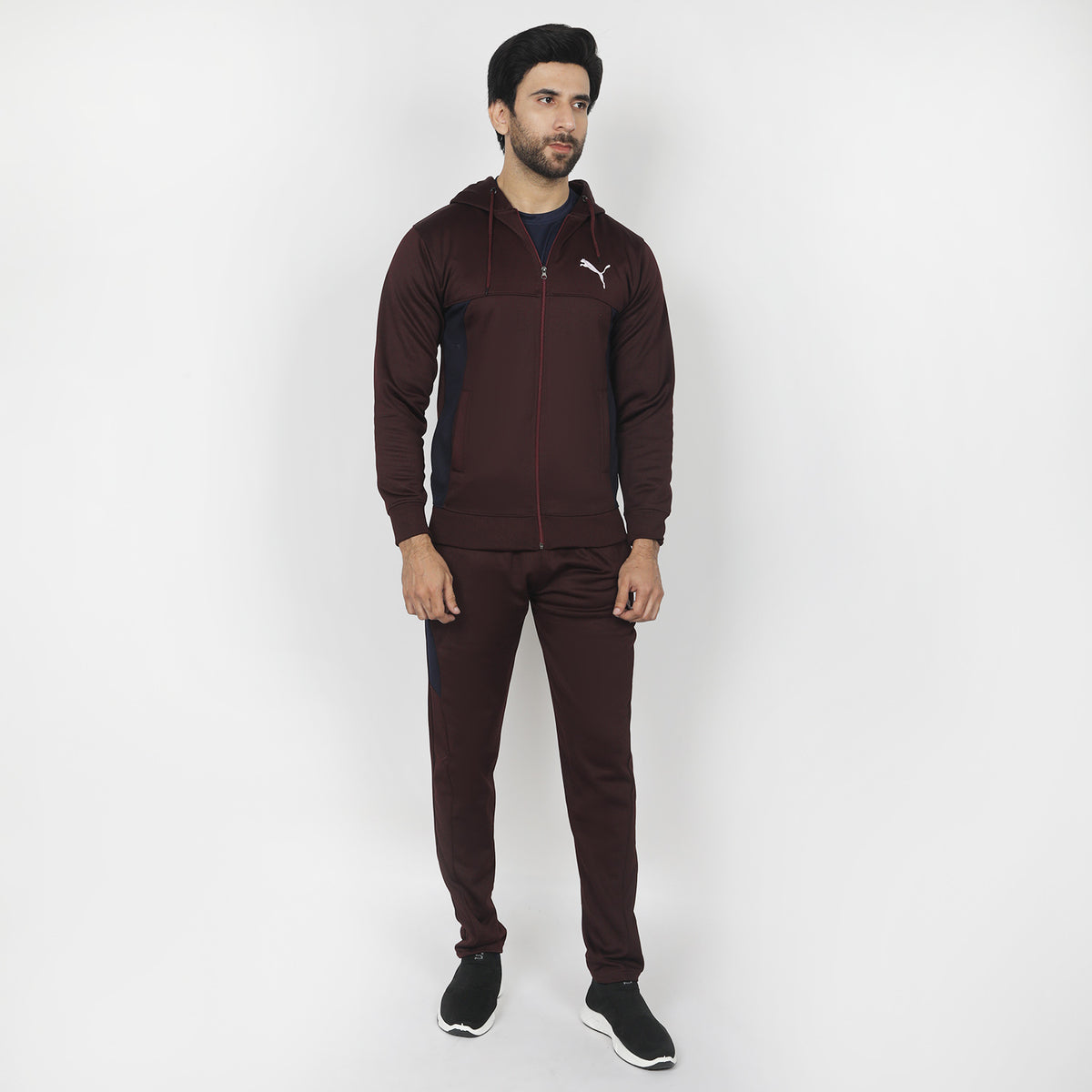 Men's Full Sleeves Fleece Zipper Track Suit - Maroon, Men's Track Suits, Chase Value, Chase Value