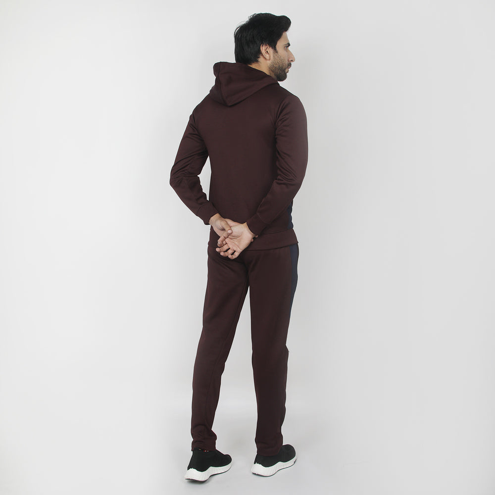 Men's Full Sleeves Fleece Zipper Track Suit - Maroon, Men's Track Suits, Chase Value, Chase Value