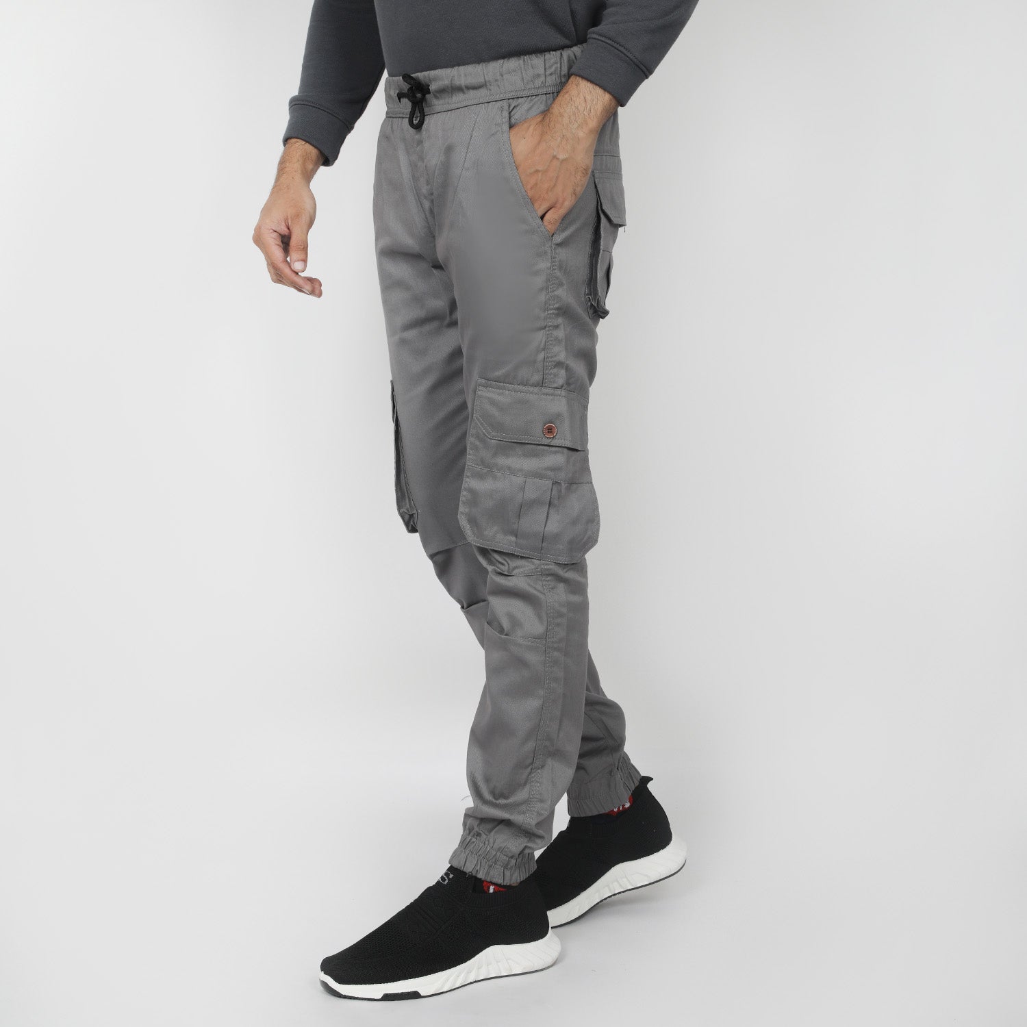 Men's Cotton Cargo Pant - Light Grey, Men's Casual Pants & Jeans, Chase Value, Chase Value