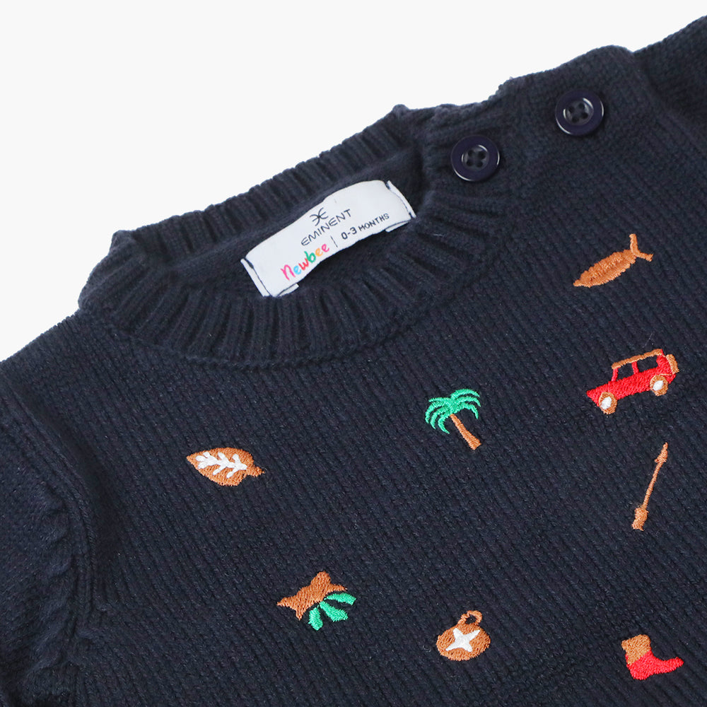 Newborn Girls Sweater - Navy Blue, Newborn Girls Winterwear, Chase Value, Chase Value