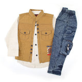 Boys 3pcs Full Sleeves Suit - Mustard, Boys Sets & Suits, Chase Value, Chase Value