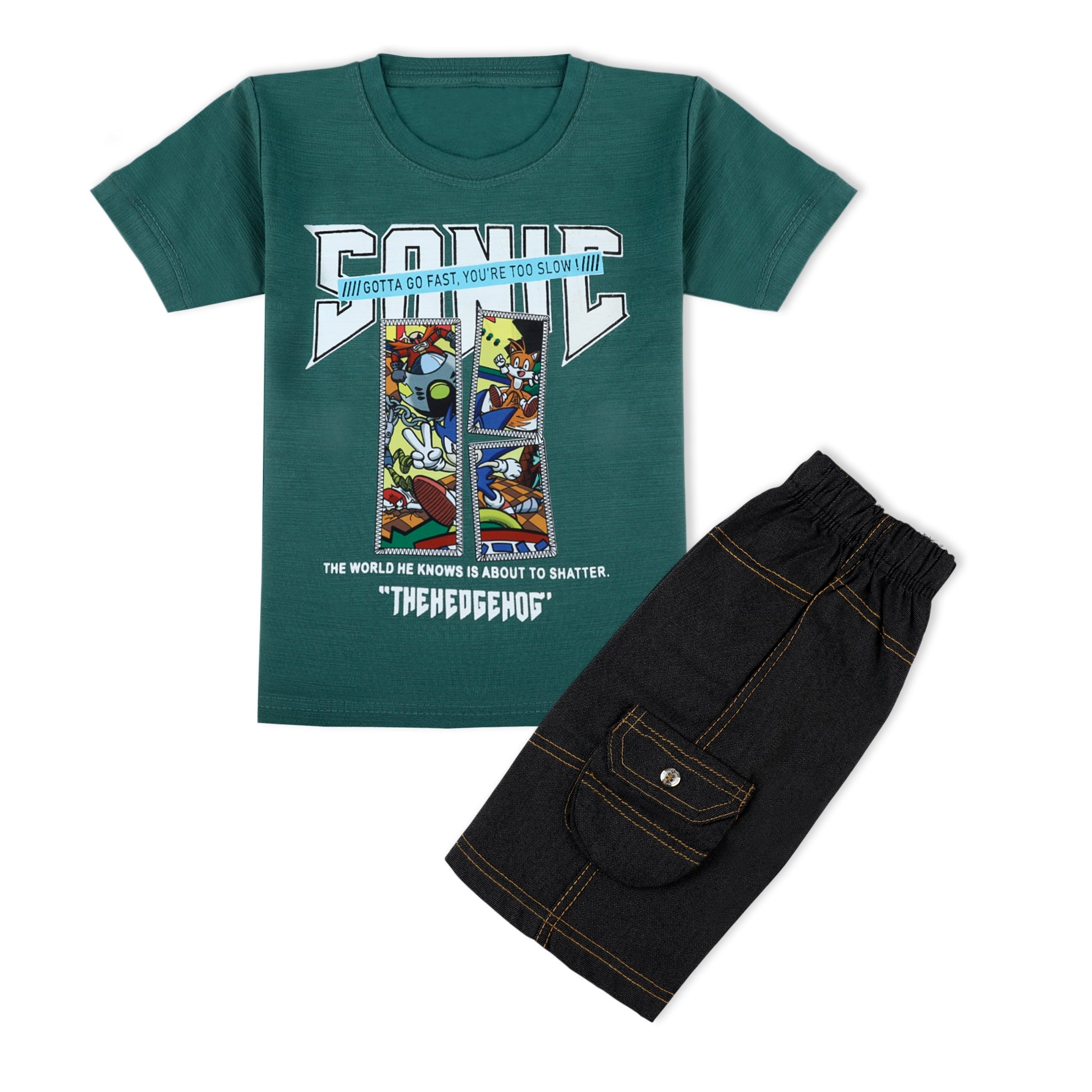 Boys Half Sleeves Suit - Green, Boys Sets & Suits, Chase Value, Chase Value