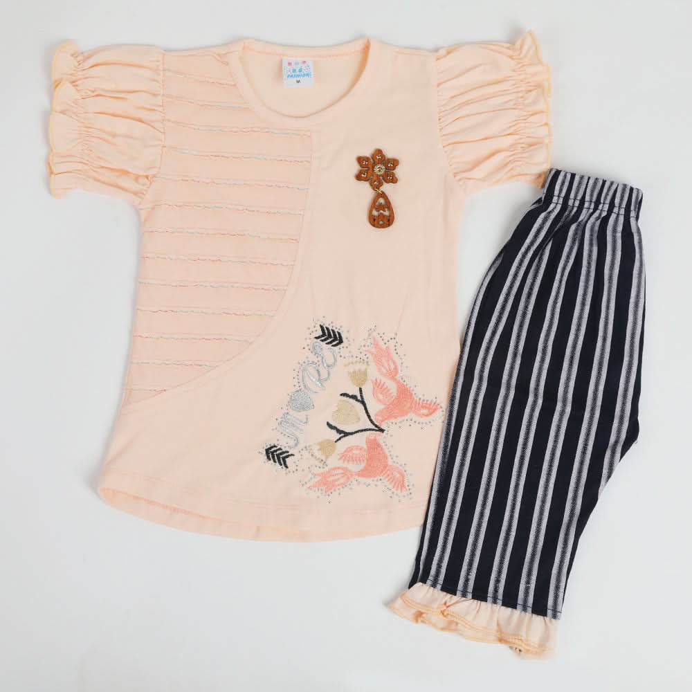 Girls Half Sleeves Suit - Peach, Girls Suits, Chase Value, Chase Value