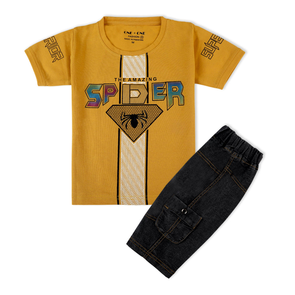 Boys Half Sleeves Suit - Mustard, Boys Sets & Suits, Chase Value, Chase Value