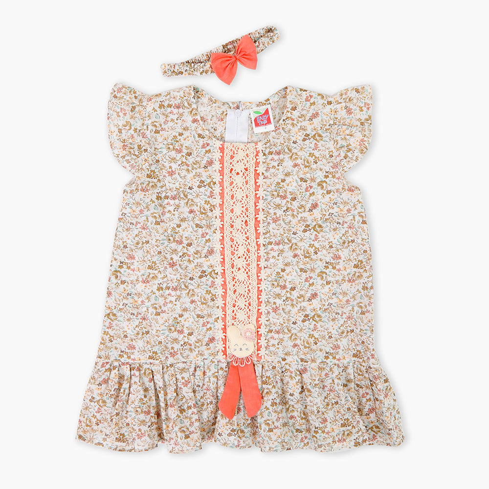 Newborn Girls Half Sleeves Frock - Orange, Newborn Girls Frocks, Chase Value, Chase Value