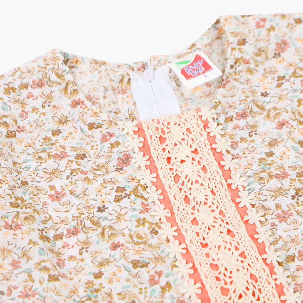 Newborn Girls Half Sleeves Frock - Orange, Newborn Girls Frocks, Chase Value, Chase Value