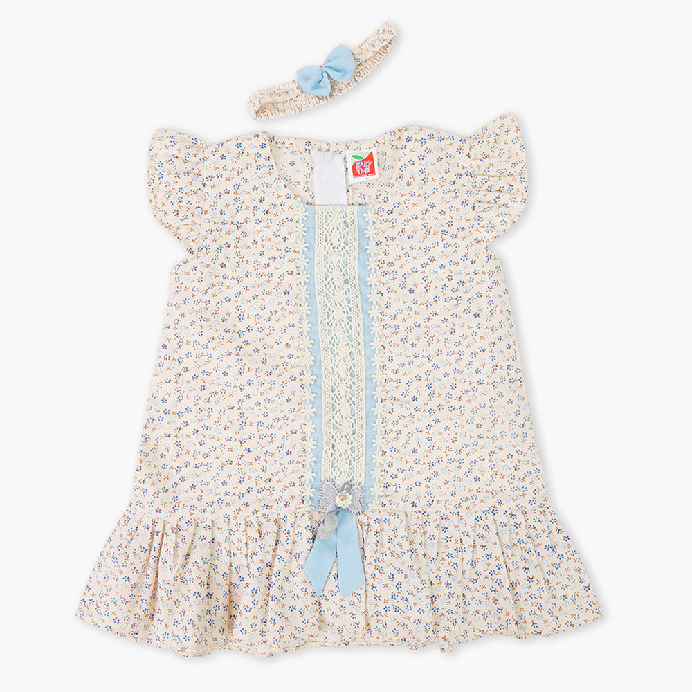 Newborn Girls Half Sleeves Frock - Blue, Newborn Girls Frocks, Chase Value, Chase Value