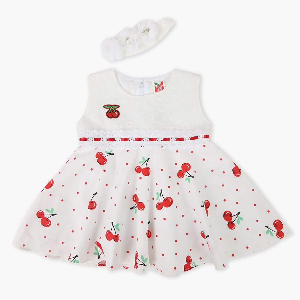 Newborn Girls Half Sleeves Frock - White, Newborn Girls Frocks, Chase Value, Chase Value