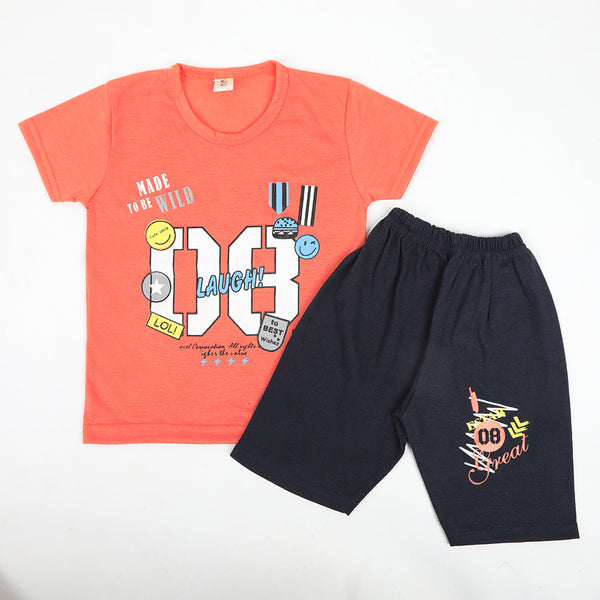 Boys Half Sleeves Suit - Peach, Boys Sets & Suits, Chase Value, Chase Value