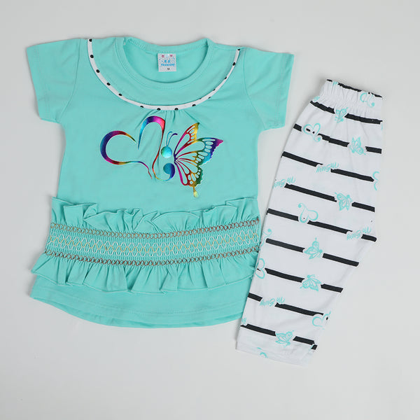 Girls Half Sleeves Suit - Sea Green, Girls Suits, Chase Value, Chase Value