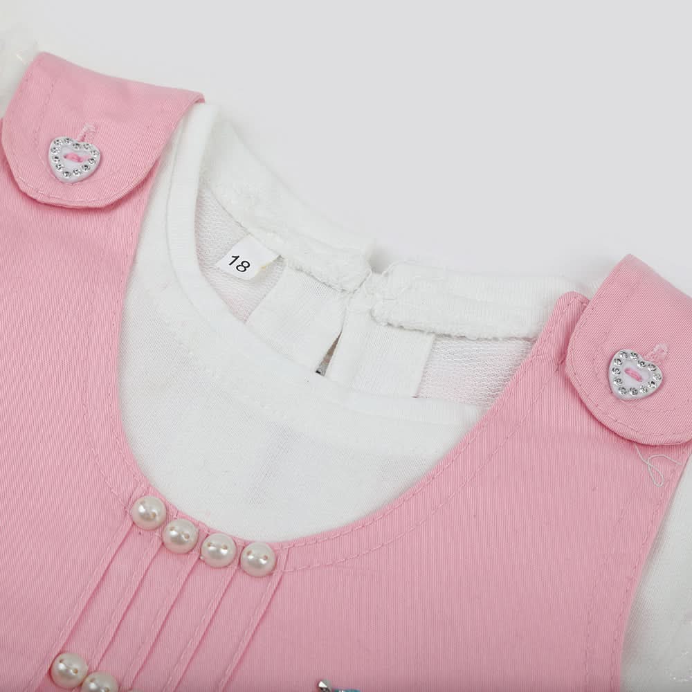 Girls Full Sleeves 3pcs Suit - Pink, Girls Suits, Chase Value, Chase Value