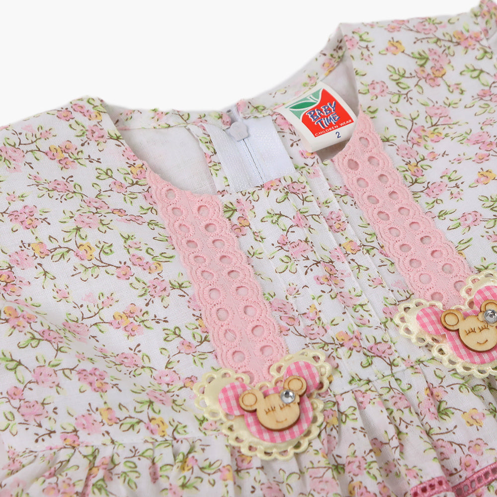 Newborn Girls Half Sleeves Frock - Pink, Newborn Girls Frocks, Chase Value, Chase Value