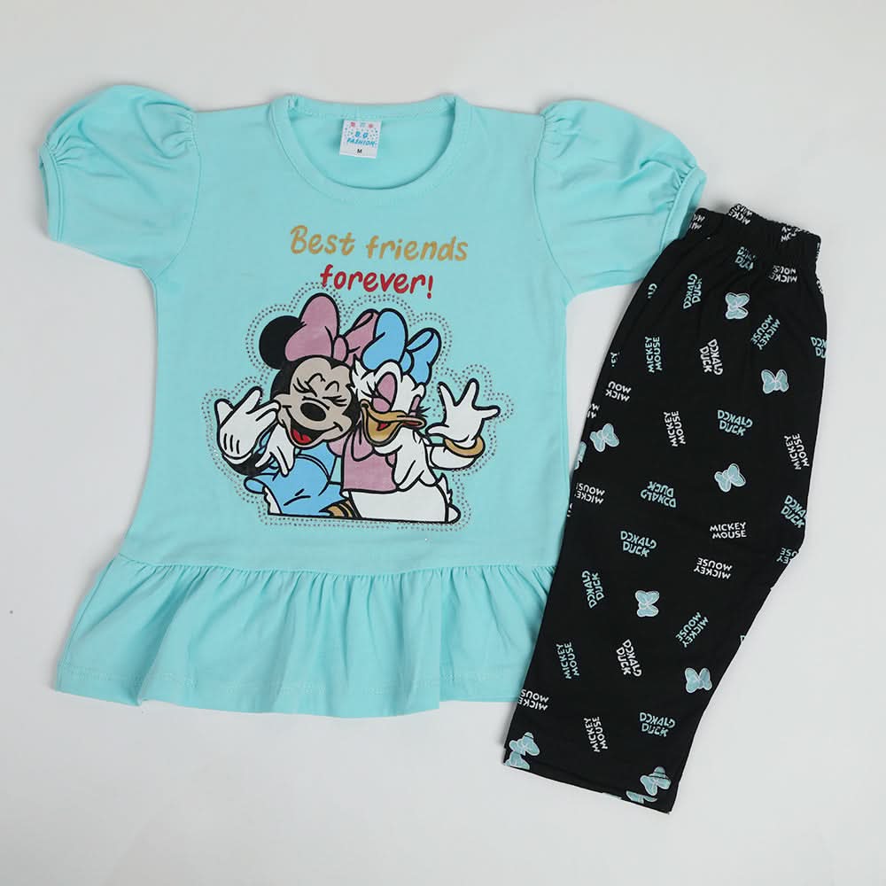 Girls Half Sleeves Suit - Cyan, Girls Suits, Chase Value, Chase Value