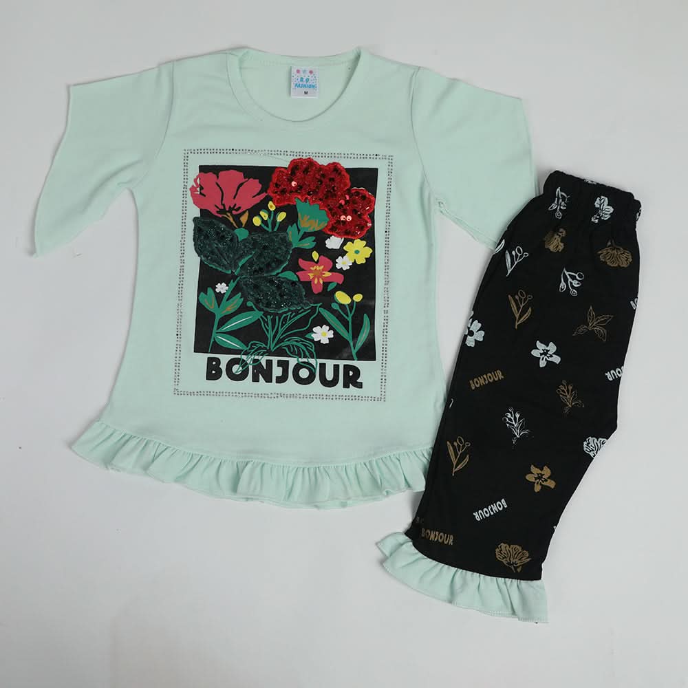 Girls Half Sleeves Suit - Cyan, Girls Suits, Chase Value, Chase Value
