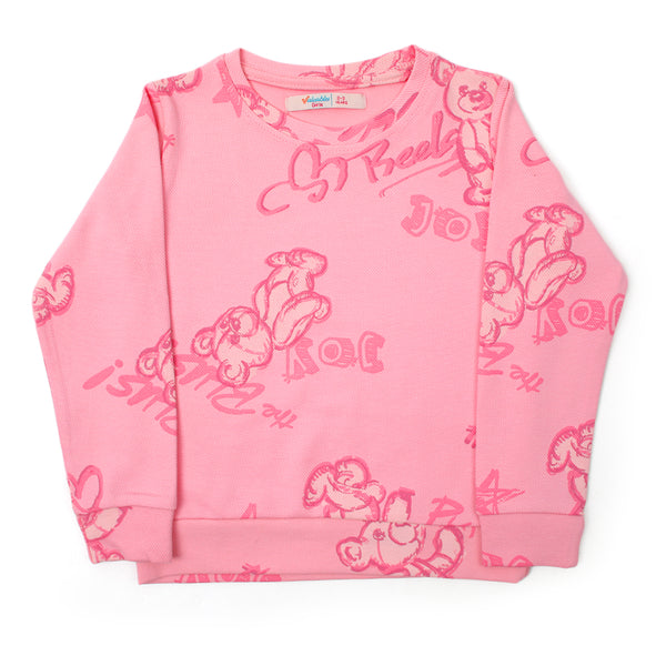 Girls Full Sleeves Sweat Shirt - Baby Pink