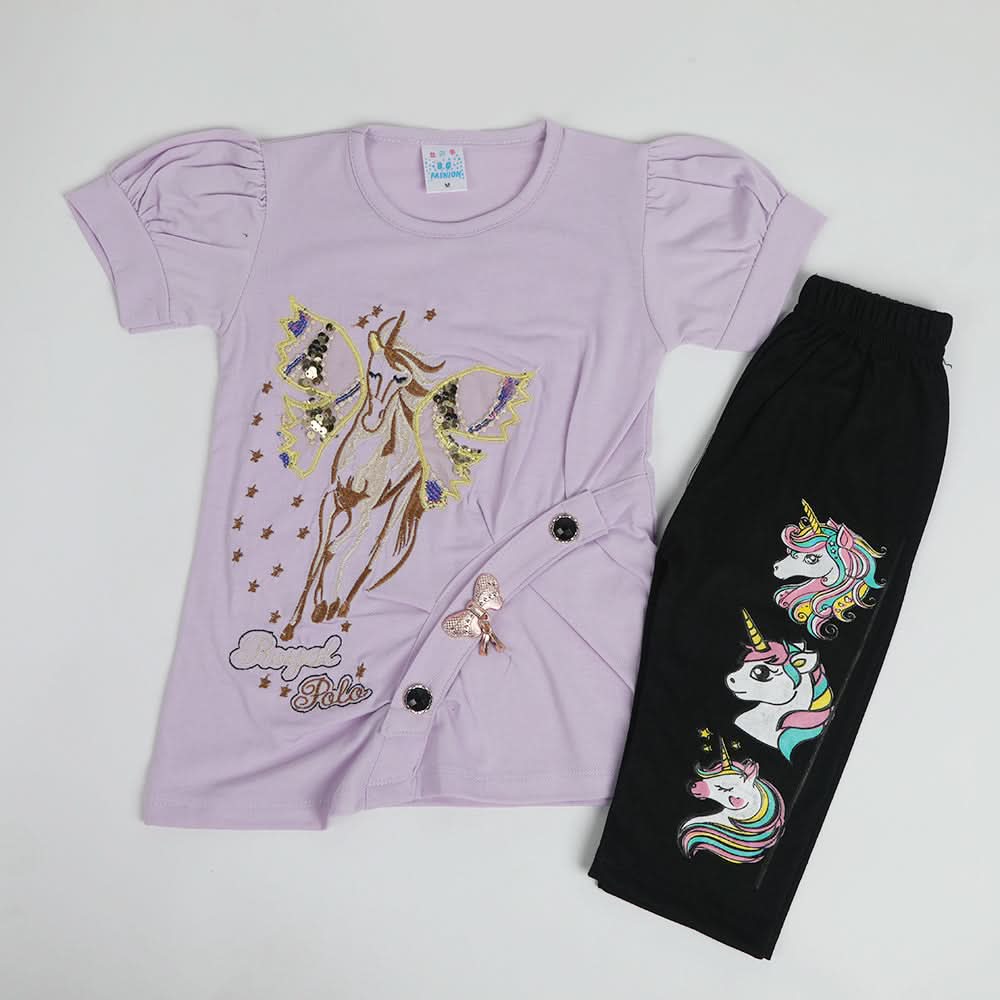 Girls Half Sleeves Suit - Light Purple, Girls Suits, Chase Value, Chase Value