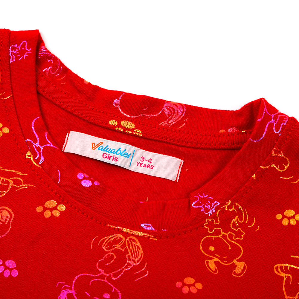 Girls Full Sleeves T-Shirt - Red, Girls T-Shirts, Chase Value, Chase Value