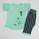 Girls Half Sleeves Suit - Green, Girls Suits, Chase Value, Chase Value