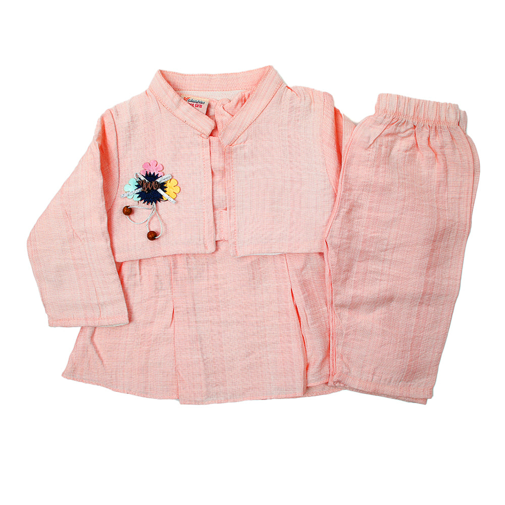 Newborn Girls Shalwar Suit - Peach, Newborn Girls Shalwar Suits, Chase Value, Chase Value