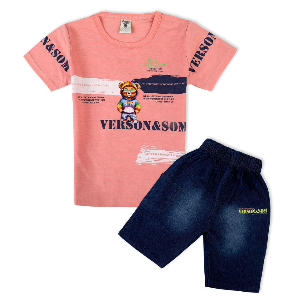Valuable Boys Half Sleeves Suit - Peach, Boys Sets & Suits, Chase Value, Chase Value