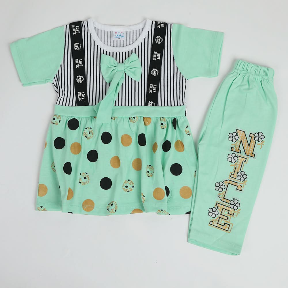 Girls Half Sleeves Suit - Green, Girls Suits, Chase Value, Chase Value