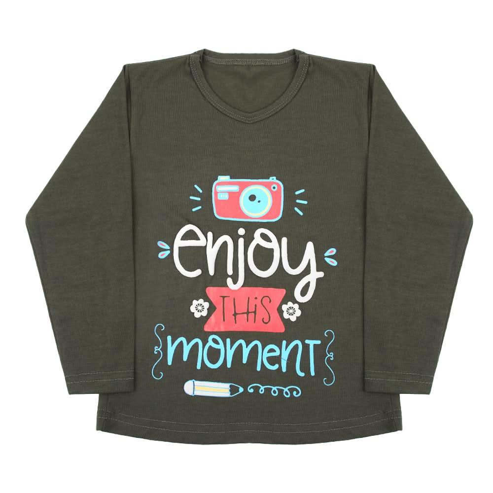 Girls Full Sleeves T-Shirt - Olive, Girls T-Shirts, Chase Value, Chase Value