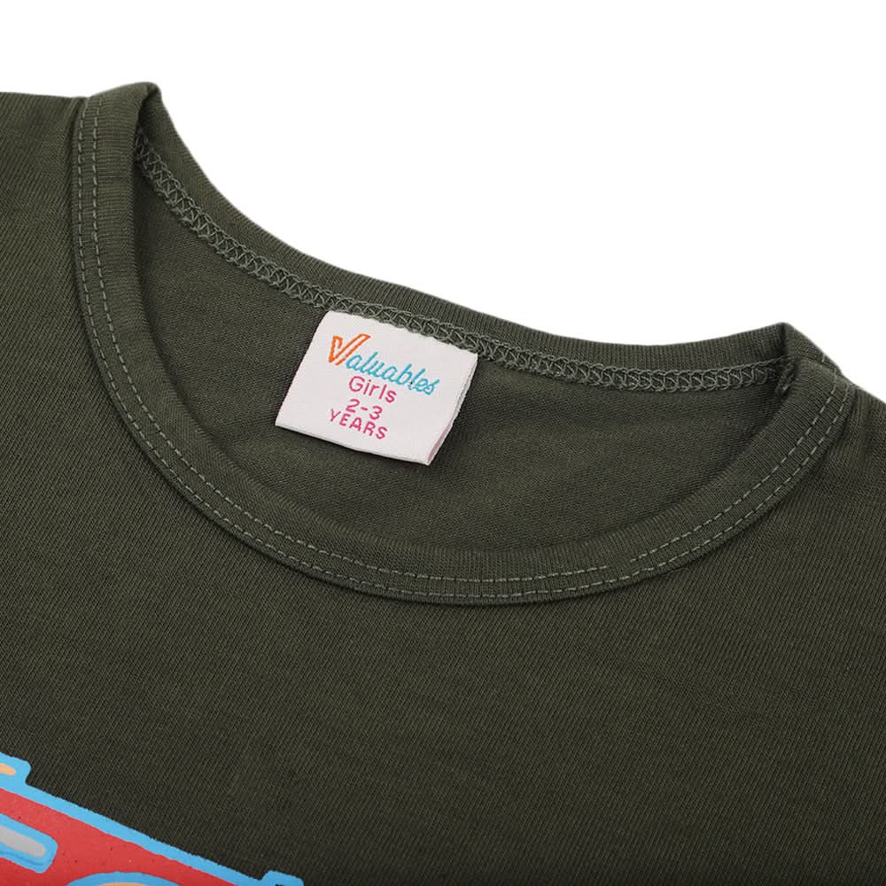 Girls Full Sleeves T-Shirt - Olive, Girls T-Shirts, Chase Value, Chase Value