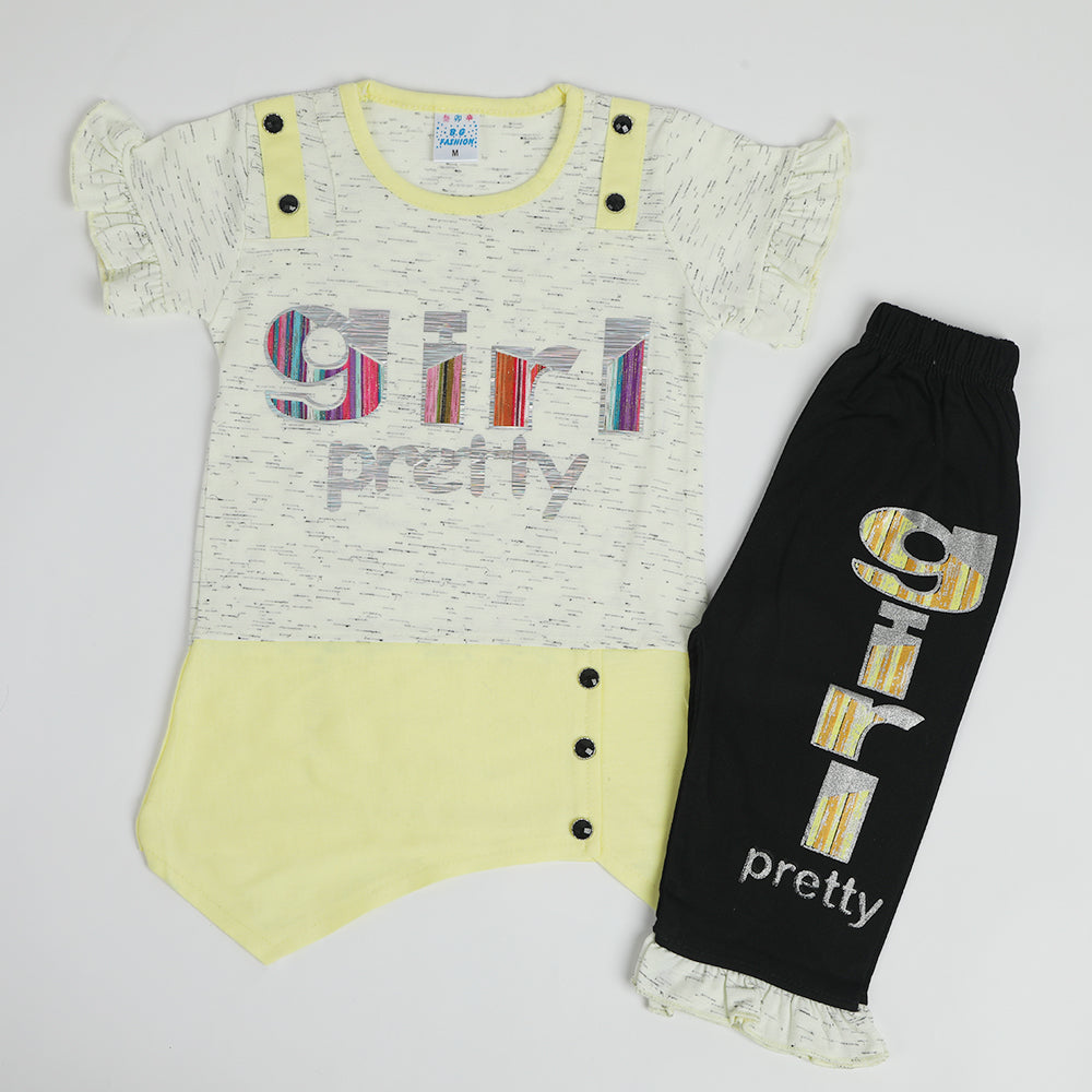 Girls Half Sleeves Suit - Yellow, Girls Suits, Chase Value, Chase Value