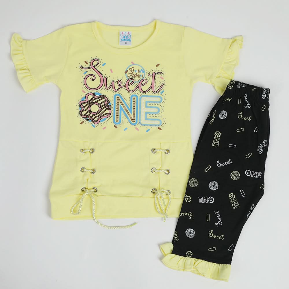 Girls Half Sleeves Suit - Yellow, Girls Suits, Chase Value, Chase Value