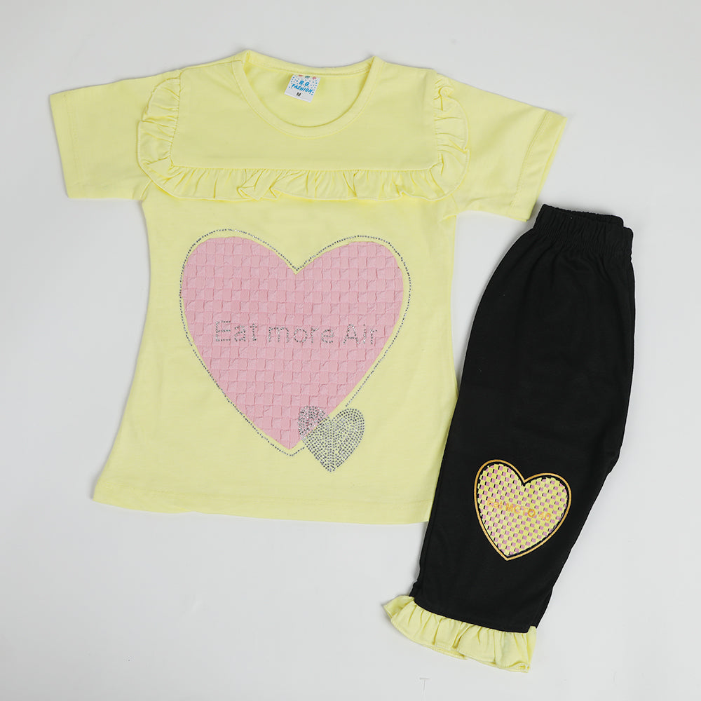 Girls Half Sleeves Suit - Yellow, Girls Suits, Chase Value, Chase Value